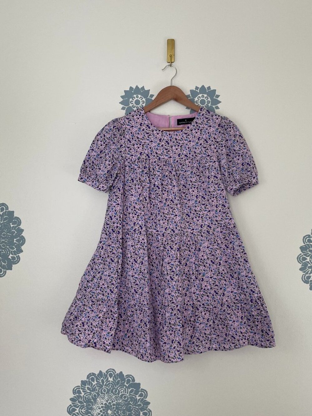 Tuckernuck Pomander Place Floral Lilac Quinn Tiered Mini Dress Size XS